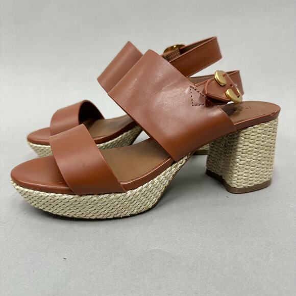 Aerosoles Camera Gingerbread‎ Combo Leather Slingback Platform Sandal Size 9 - Picture 2 of 16